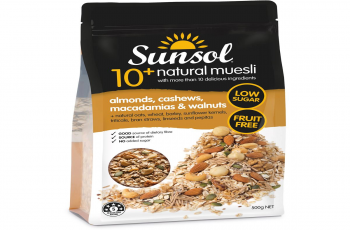 Sunsol 10+ Natural Muesli Almonds, Cashews, Macadamias & Walnuts .