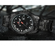 NF9079 - Black Stainless Steel Analog Watch for Men