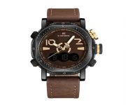 NF9094 - Dark Brown Leather Wrist Watch for Men