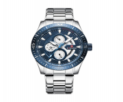 NAVIFORCE NF9140 Silver Stainless Steel Chronograph Watch For Men - Royal Blue & Silver