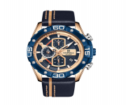 NAVIFORCE NF8018 Navy Blue PU Leather Chronograph Watch For Men - Royal Blue & Navy Blue