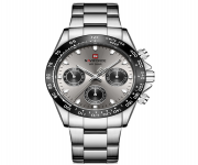 NAVIFORCE NF9193 Silver Stainless Steel Chronograph Watch For Men - Gray & Silver