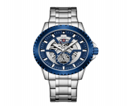 NAVIFORCE NF9186 Silver Stainless Steel Analog Watch For Men - Royal Blue & Silver