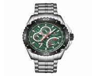 NAVIFORCE NF9183 Silver Stainless Steel Chronograph Watch For Men - Green & Silver