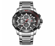 NAVIFORCE NF9174 Silver Stainless Steel Chronograph Watch For Men - Black & Silver