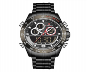 NAVIFORCE NF9188 Black Stainless Steel Dual Time Watch For Men - Black