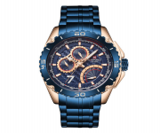 NAVIFORCE NF9183 Royal Blue Stainless Steel Chronograph Watch For Men - RoseGold & Royal Blue