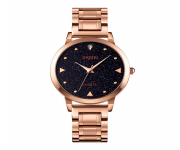 SKMEI 1661 Rose Gold Stainless Steel Analog Watch For Women - Black & Rose Gold
