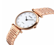 SKMEI 1223 Rose Gold Stainless Steel Analog Watch For Women - White & Rose Gold