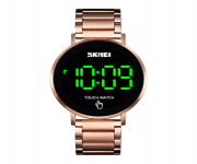 SKMEI 1550 Rose Gold Stainless Steel Digital Watch For Men - Rose Gold