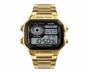 SKMEI 1335 Golden Stainless Steel Digital Watch For Men - Golden