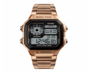 SKMEI 1335 Rose Gold Stainless Steel Digital Watch For Men - Rose Gold