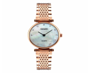 SKMEI 1223 Rose Gold Stainless Steel Analog Watch For Women - LightSky & Rose Gold