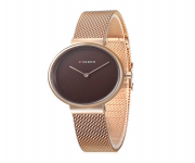 CURREN 9016 RoseGold Mesh Stainless Steel Analog Watch For Women - Chocolate & RoseGold