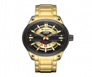 CURREN 8319 Golden Stainless Steel Analog Watch For Men - Black & Golden