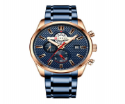 CURREN 8352 Royal Blue Stainless Steel Chronograph Watch For Men - RoseGold & Royal Blue
