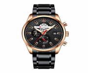 CURREN 8352 Black Stainless Steel Chronograph Watch For Men - RoseGold & Black