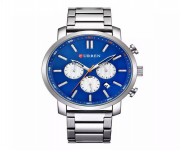 CURREN 8315 Silver Stainless Steel Chronograph Watch For Men - Royal Blue & Silver