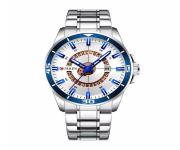 CURREN 8359 Silver Stainless Steel Analog Watch For Men - Royal Blue & Silver