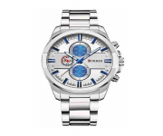 CURREN 8274 Silver Stainless Steel Analog Watch For Men - White & Silver