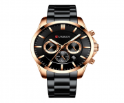 CURREN 8358 Black Stainless Steel Chronograph Watch For Men - RoseGold & Black
