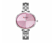 CURREN 9043 Silver Stainless Steel Analog Watch For Women - Pink & Silver