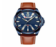 CURREN 8379 Chocolate PU Leather Analog Watch For Men - Royal Blue & Chocolate