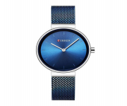 CURREN 9016 Royal Blue Mesh Stainless Steel Analog Watch For Women - Silver & Royal Blue
