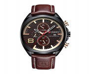 CURREN 8324 Chocolate PU Leather Chronograph Watch For Men - RoseGold & Chocolate