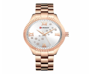CURREN 9009 RoseGold Stainless Steel Analog Watch For Women - White & RoseGold