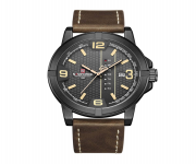 NAVIFORCE NF9177 Chocolate PU Leather Analog Watch For Men - Black and Chocolate