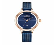 NAVIFORCE NF5014 Royal Blue Mesh Stainless Steel Analog Watch For Women - RoseGold and Royal Blue