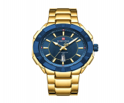 NAVIFORCE NF9176 Golden Stainless Steel Analog Watch for Men - Royal Blue and Golden