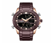 NAVIFORCE NF9138 Bronze Stainless Steel Dual Time Wrist Watch For Men - RoseGold and Bronze
