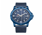 NAVIFORCE NF9177 Navy Blue PU Leather Analog Watch For Men - Royal Blue and Navy Blue