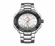 NAVIFORCE NF9176 Silver Stainless Steel Analog Watch for Men - Black and Silver