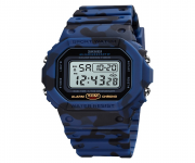 SKMEI 1628 Navy Blue Camouflage PU Digital Watch For Unisex - Navy Blue Camouflage