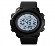 SKMEI 1540 Black PU Digital Watch For Unisex - White & Black
