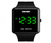 SKMEI 1541 Black PU LED Watch For Men - Black