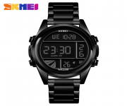 SKMEI 1448 Black Stainless Steel Digital Watch For Men - Black