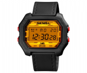 SKMEI 1623 Black PU Digital Watch For Unisex - Black