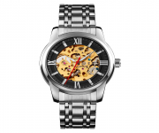 SKMEI 9222 Silver Stainless Steel Automatic Watch For Men - Black & Silver