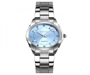 SKMEI 1620 Silver Stainless Steel Analog Watch For Women - Blue & Silver