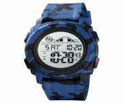 SKMEI 1576 Navy Blue Camouflage PU Digital Watch For Unisex - Navy Blue Camouflage