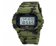 SKMEI 1628 Army Green Camouflage PU Digital Watch For Unisex - Army Green Camouflage