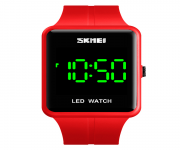 SKMEI 1541 Red PU LED Watch For Men - Red