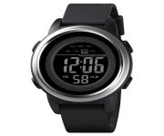 SKMEI 1594 Black PU Digital Watch For Unisex - Black