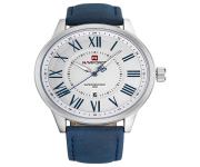 NAVIFORCE NF9126 Blue PU Leather Analog Watch for Men - Silver & Blue