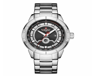 NAVIFORCE NF9166 Silver Stainless Steel Analog Watch for Men - Black & Silver