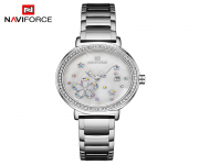 NAVIFORCE NF5016 Silver Stainless Steel Analog Watch For Women - White & Silver